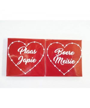 Ceramic Tile Coasters - Plaas Japie & Boere Meisie